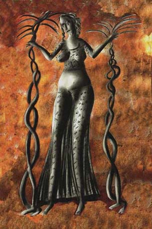 Medium: 'Chinese Ink, Acrylic on Paper, Counte, Gold & Silver Foil', Size:'46 x 31 cm'