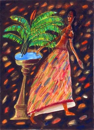 Medium: 'Chinese Ink & Gouache on Paper', Size:'76 x 56 cm'