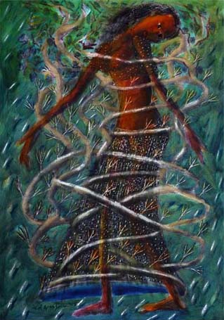 Medium: 'Chinese Ink & Gouache on Paper', Size:'76 x 56 cm'