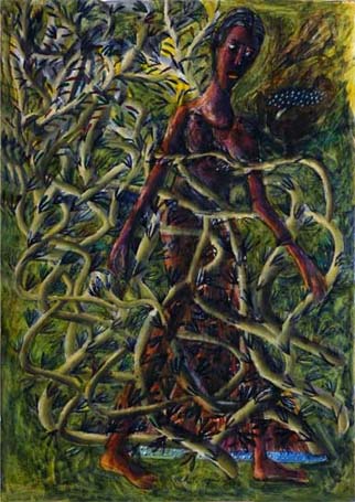 Medium: 'Chinese Ink & Gouache on Paper', Size:'76 x 56 cm'