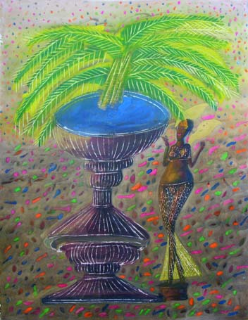 Medium: 'Gouache on Paper', Size:'76 x 56 cm'