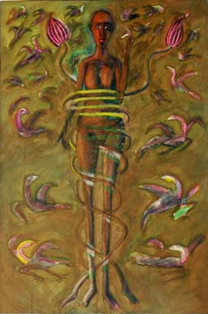 Medium: 'Acrylic on Canvas', Size:'152 x 92 cm'