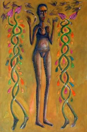 Medium: 'Acrylic on Canvas', Size:'152 x 92 cm'