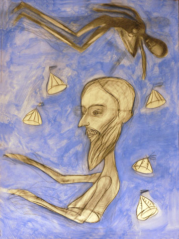 Medium: 'Gouache on Paper', Size:'75 x 55 cm'