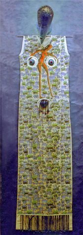 Medium: 'Painted Silk, Papier Mache', Size: '180 x 60 x 25 cm'
