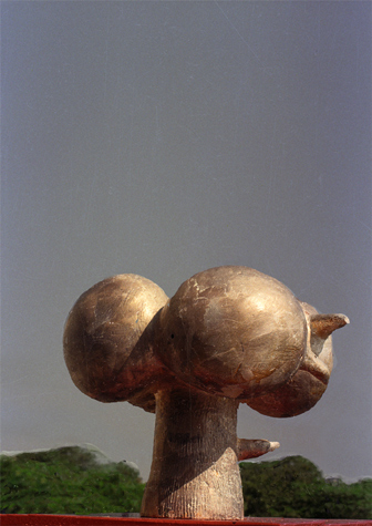 Medium: 'Terracotta & Silver Leaf', Size: '50 x 45 x 50 cm'