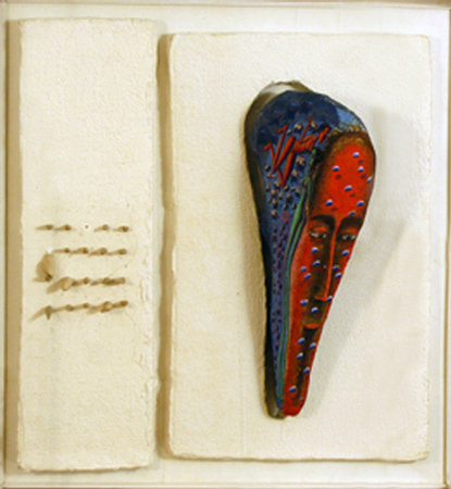 Medium: 'Papier Mache, Handmade Paper Board & Gouache Paint', Size: '100 x 100 x 10 cm'