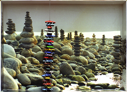 Medium: 'Digital Print & Toy Cars', Size: '100 x 50 x 10 cm'