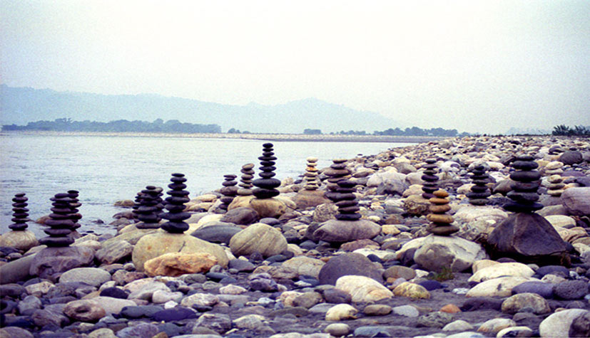 Medium: 'Beach of River Stones on The Blank of Yamuna River', Size: '100 x 200 cm', 'Digital Print'