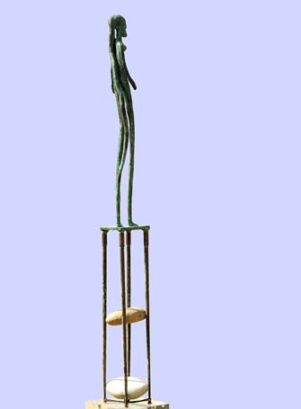 Medium: 'Sculpture, Bronze, Acrylic & Stones', Size: '231 x 30 x 30 cm'