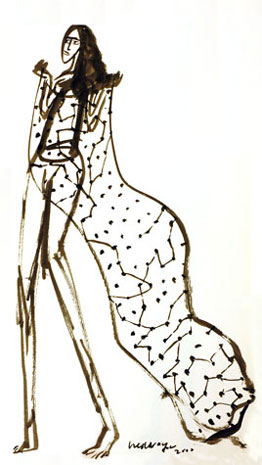 Medium: 'Chinese ink on Paper', Size:'59 x 31 cm'