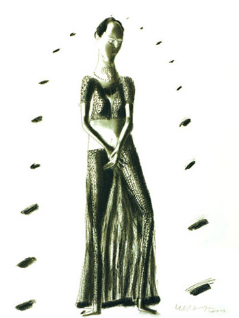 Medium: 'Conté on Paper', Size:'75 x 55 cm'