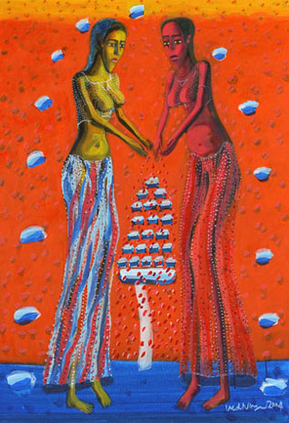 Medium: 'Acrylic on Canvas', Size:'152 x 101 cm'