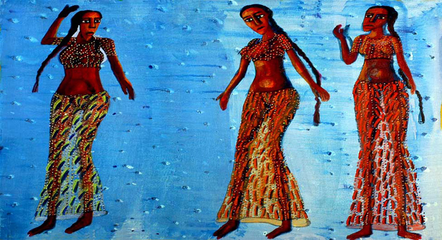 Title: 'Celestial Dress - 33', Medium: 'Acrylic on Canvas', Size: '60 x 90 cm', Year: '2004'