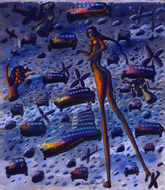 Title: 'Amidst The Planets - 3', Medium: 'Gouache on Paper', Size: '31 x 23 cm', Year: '1999'