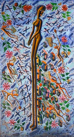 Medium: 'Acrylic on Canvas', Size:'152 x 101 cm'