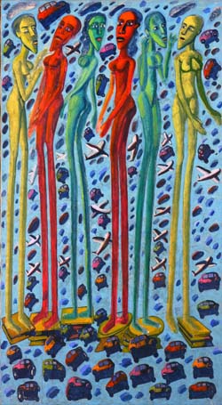 Medium: 'Acrylic on Canvas', Size:'152 x 101 cm'