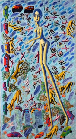 Medium: 'Acrylic on Canvas', Size:'152 x 101 cm'