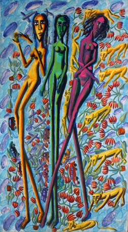 Medium: 'Acrylic on Canvas', Size:'152 x 101 cm'