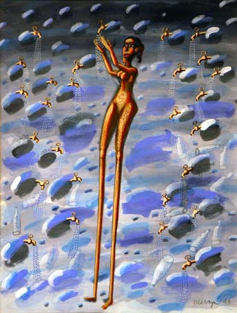 Medium: 'Gouache on Paper', Size:'190 x 140 cm'