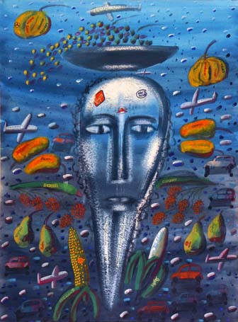 Medium: 'Gouache on Paper', Size:'190 x 140 cm'