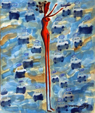 Medium: 'Gouache on Paper', Size:'190 x 140 cm'