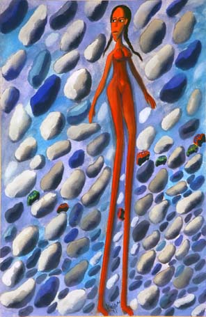 Medium: 'Gouache on Paper', Size:'100 x 55 cm'