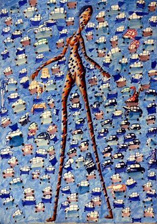 Medium: 'Gouache on Paper', Size:'190 x 140 cm'